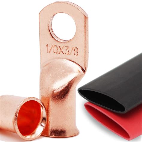 Buy TKDMR 10pcs 1/0 AWG-3/8" Battery Lugs,with 10pcs 3:1 Heat Shrink ...