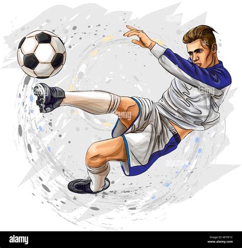 Soccer player kicks the ball Stock Vector Image & Art - Alamy