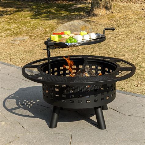 Amazon.com : Verdeluxe 36 inch Outdoor Fire Pit with Grill, Wood ...