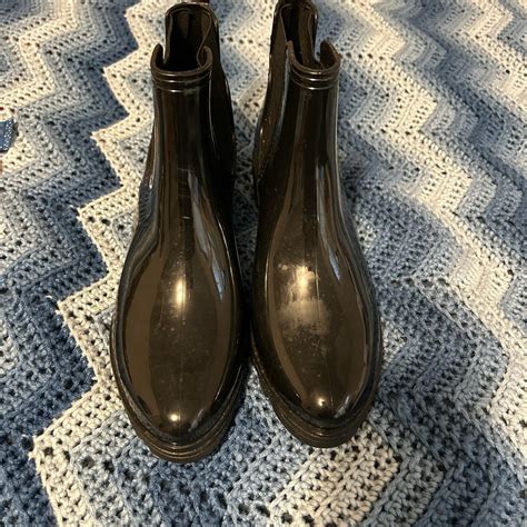 Women’s black rain boots, worn a few times but... - Depop