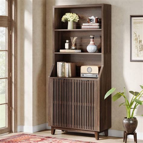 Tribesigns Tribesigns Industrial Bookcase With Doors, 5-Tier Tall ...