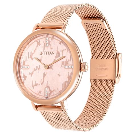 Buy Online Titan Purple Rose Gold Dial Analog Stainless Steel Strap ...