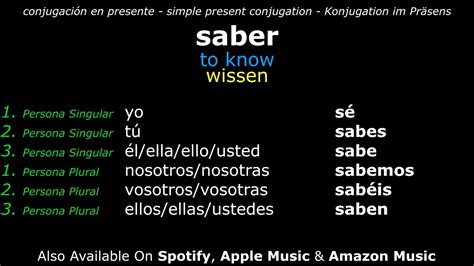 Learn Spanish Verbs | saber ⇔ to know | Simple Present Conjugation ...