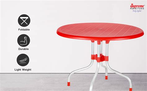 Supreme Cherry Plastic Dining Table (Coke Red) : Amazon.in: Home & Kitchen