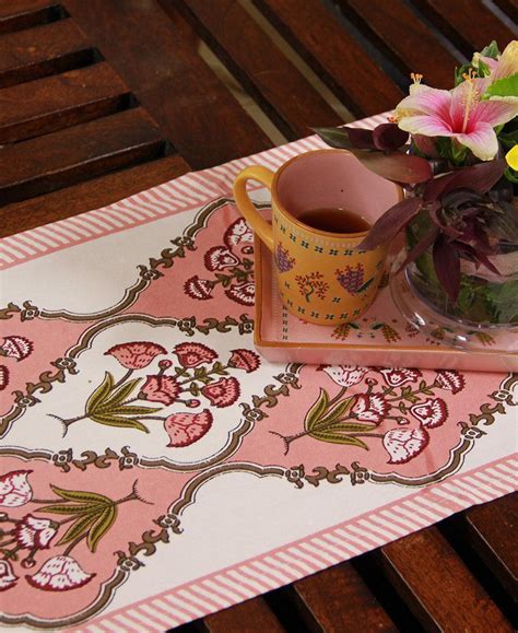 Buy Royal Pink Floral Boota Table Runner At Best Prices