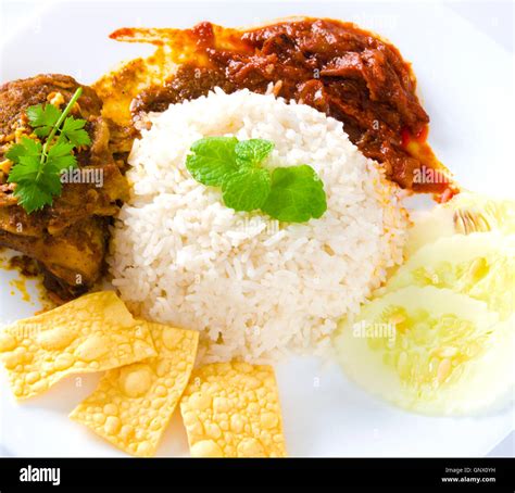 Nasi lemak traditional malaysian spicy rice dish Stock Photo - Alamy