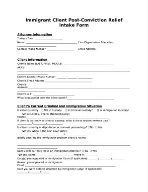 Immigration Client Intake Form Sample | pdfFiller