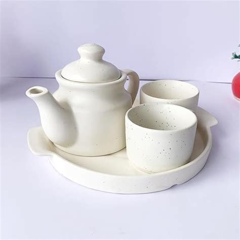 Buy THE INDIAN HOME Ceramic Tea Set, 500 ml Teapot, 2 Cups 200 ml Each ...