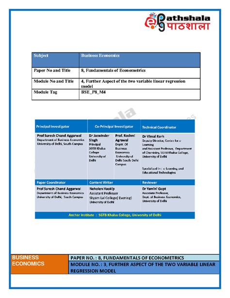Further Aspect of the two variable linear regression model - BUSINESS ...
