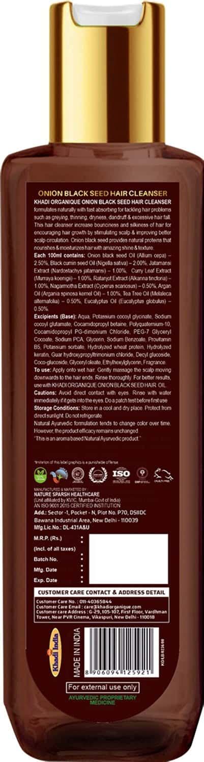 Buy KHADI ORGANIQUE ONION BLACK SEED HAIR CLEANSER / SHAMPOO-200ML ...