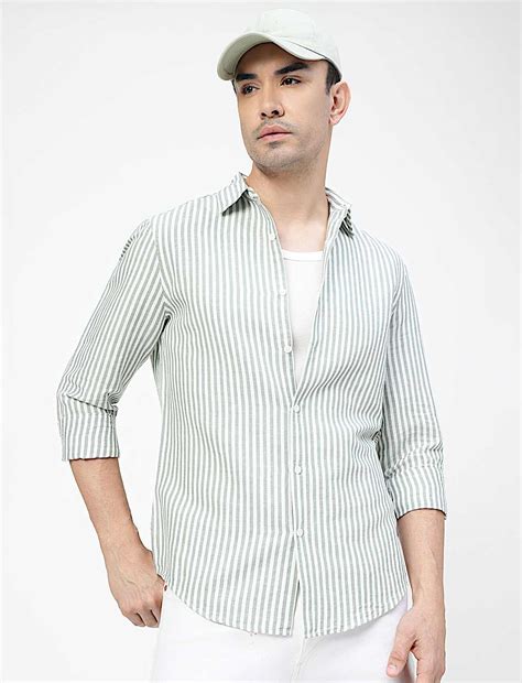 Buy Linen Rich Striped Spread Collar Shirt at Marks & Spencer