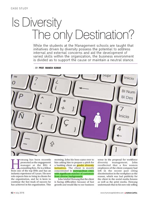 Class Discussion Case on Diversity - 62 July 2016 humancapitalonline H ...