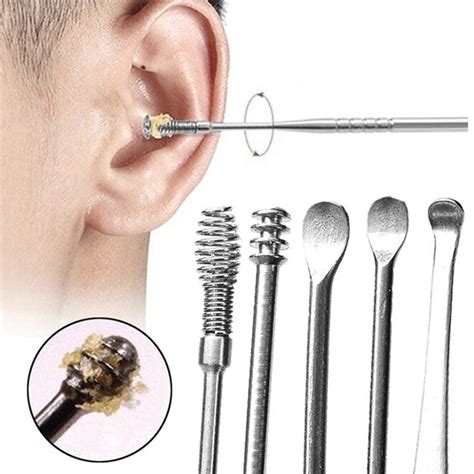 Ludlz 5-Pc Earwax Removal Kit: Stainless Steel Ear Curette, Tweezer, Canal Dilator, Ear Pick Set ...