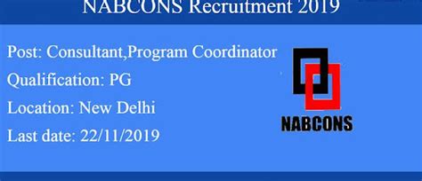Consultant,Program Coordinator | NABCONS - New Delhi