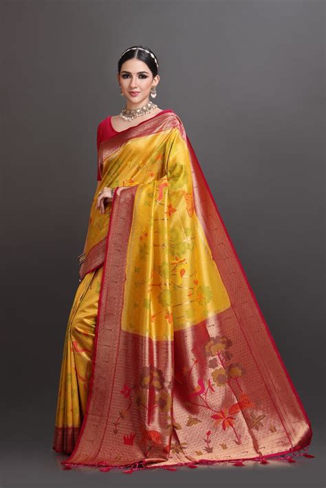 Yellow Soft Tissue Saree – Roop Sangam