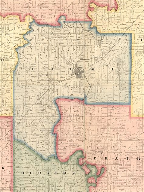 Carmi, Illinois 1871 Old Town Map Custom Print - White Co. - OLD MAPS