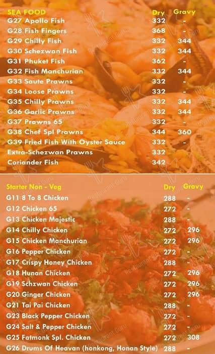 Menu at Al-Hamra, Hyderabad