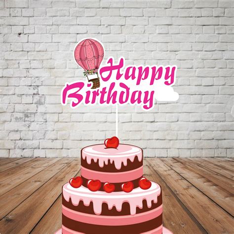 Hot Air Theme Girl Cake Topper | Personalized Birthday Party Supplies ...
