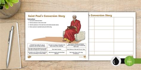 Saint Paul's Conversion Story Sequencing Worksheet - Twinkl