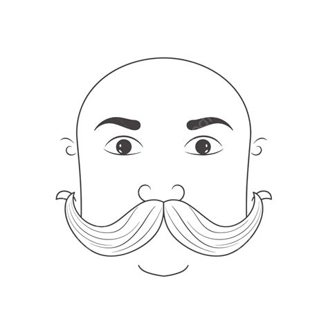 Man S Face With A Mustache And A Mustache Style Outline Sketch Drawing ...
