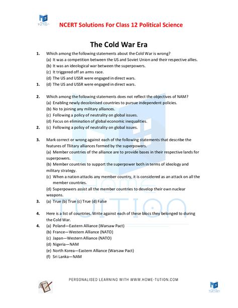 MCQ of Political Science Class 12 Cold War Era 的图像结果