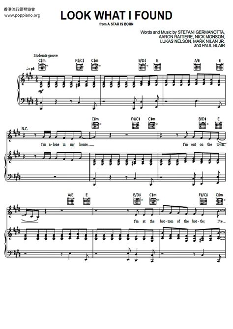 Lady Gaga-Look What I Found Sheet Music pdf, - Free Score Download ★