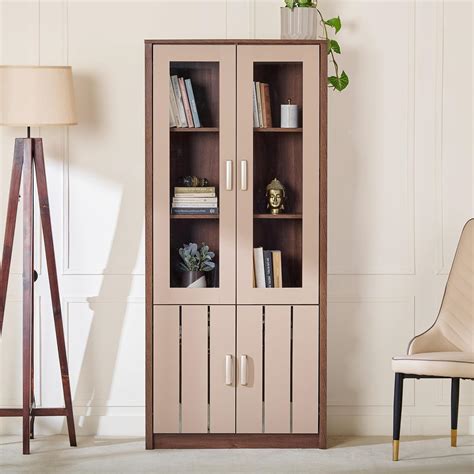Home Centre Leon 5-Tier 2-Door Book Cabinet - Brown : Amazon.in: Home ...