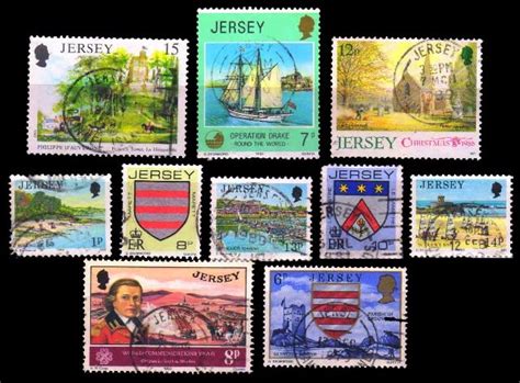 Buy ISC~ Jersey Stamps, 10 Different Large Stamps, All Genuine Postage ...