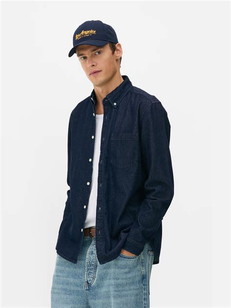 Mens Dark Blue Long Sleeve Denim Shirt | Primark