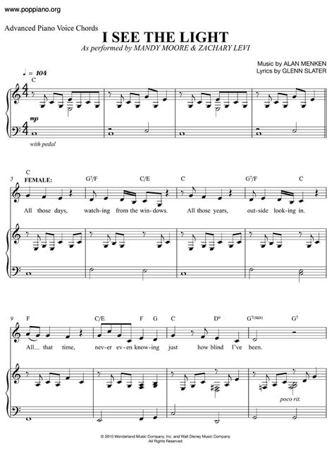 Alan Menken-Tangled - I See the Light Sheet Music pdf, - Free Score Download ★
