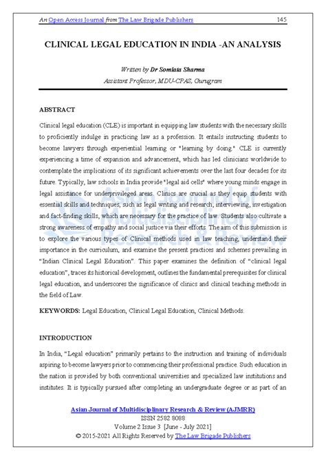 Clinical Legal Education in India: An In-Depth Analysis - LLM - Studocu