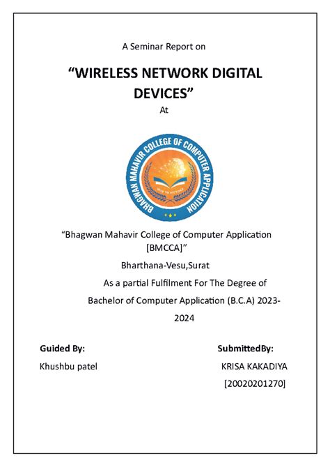 Seminar Report on Wireless Network Digital Devices [BCA 2023-2024 ...