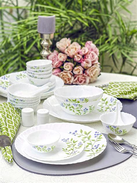 La Opala Opalware .Dinner Set - 47 Pieces, White, Floral : Amazon.in ...