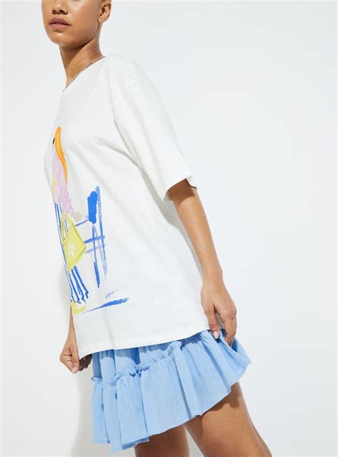 Buy ALAYA F x URB_N Women Oversized Graphic Printed T-shirt Online at ...