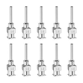 HARFINGTON 10pcs 14G Stainless Steel Dispensing Needles, 1/2" All Metal ...