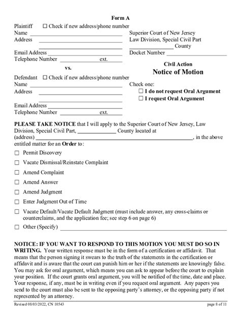 Fillable Online civil scp answer how to file a motion in the special ...