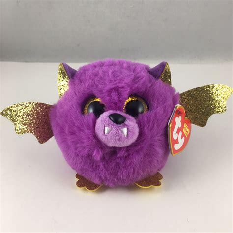 Ty Beanie Balls (Puffies) HASTIE the Halloween Purple Bat (4 Inch ...