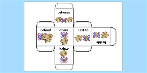 Editable Prepositions Dice Net (teacher made) - Twinkl