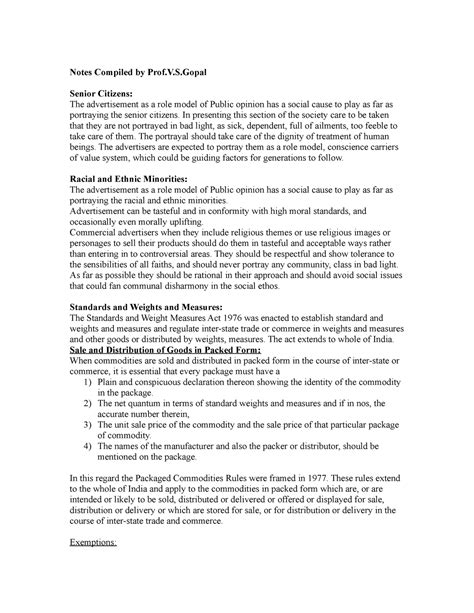 TY BMM Notes Senior Citizens - Notes Compiled by Prof.V.S Senior ...