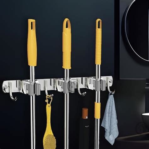 Zollyss Broom Mop Holder Wall Mount Stainless Steel Tool Hanger Storage ...