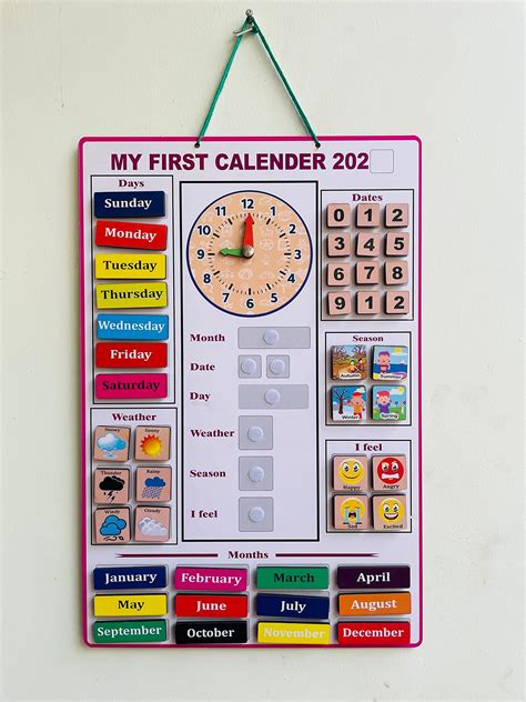 Buy WISSEN Wooden My Calendar Velcro Activity Wall Game | Board Games ...