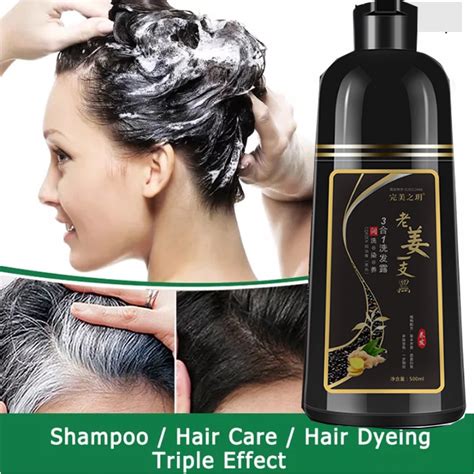 500ML Black Hair Shampoo Natural Blackening Hair Dye Shampoo ...