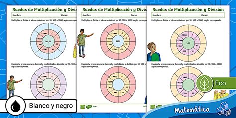 Multiplicación división decimales número natural 10 100 1000