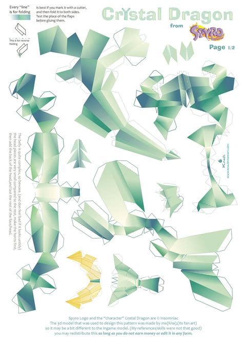 Crystal Dragon Statue Papercraft pattern01 by Kna on deviantART ...