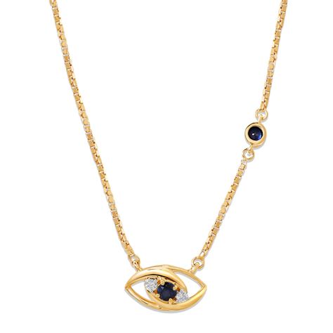 14KT Yellow Gold Sparkling Evil Eye Diamond Necklace