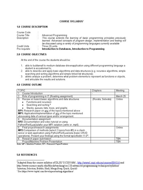 Image result for Advance Computer Course Syllabus