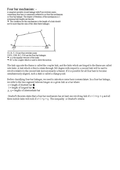 Four-Bar Mechanism: Experimental Report Overview and Analysis - Studocu