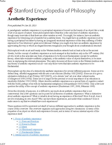 Aesthetics - Aesthetic Experience (Stanford Encyclopedia of Philosophy ...
