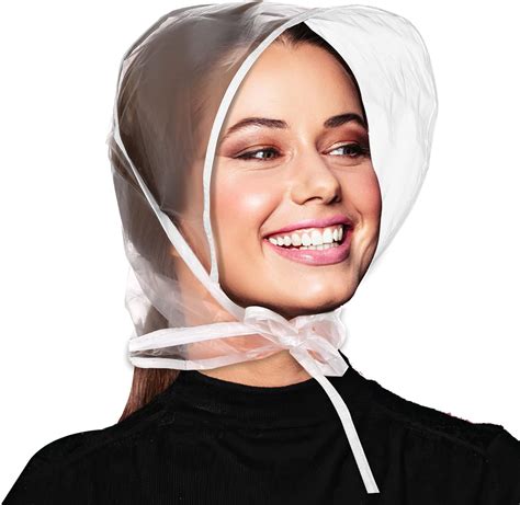 Lusofie 6 Pieces Rain Bonnet with Visor Clear Waterproof Rain Scarf ...