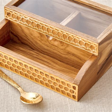 Buy Haze Dietes Teak Wood Mouth Freshener Box with Spoon from Home ...